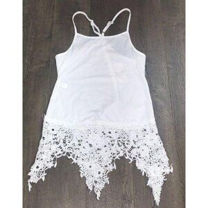 White Crochet Trim Tunic Top